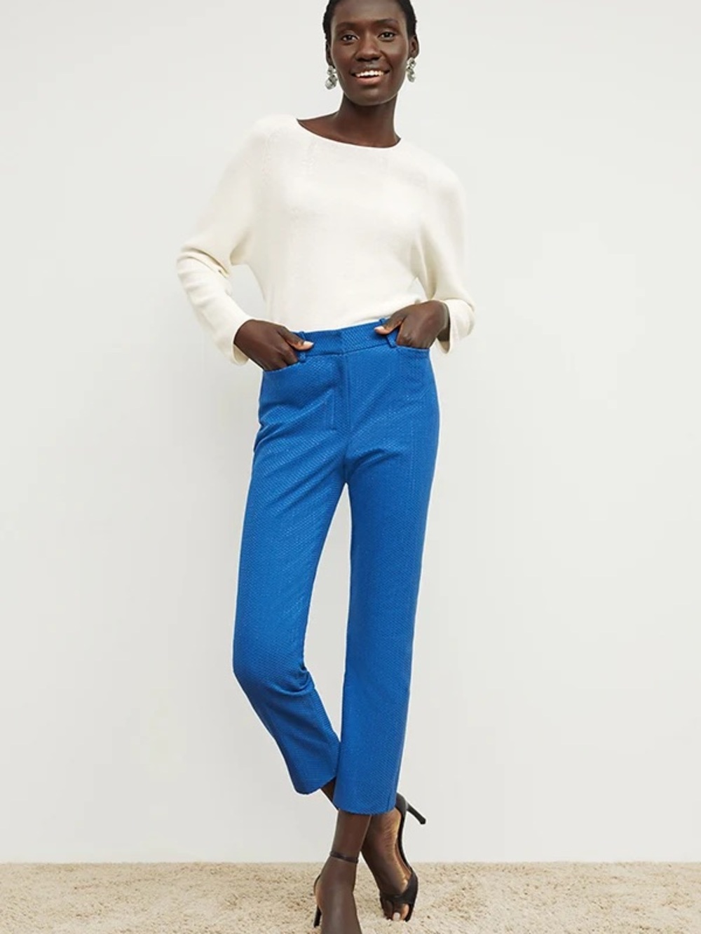 MM.LaFleur Cropped Straight-Leg Pants in Royal Blue
